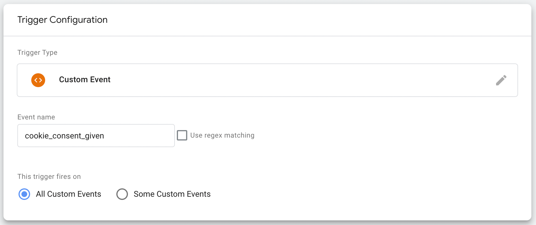 Settings for cookie-consent-given traffic in GTM. 