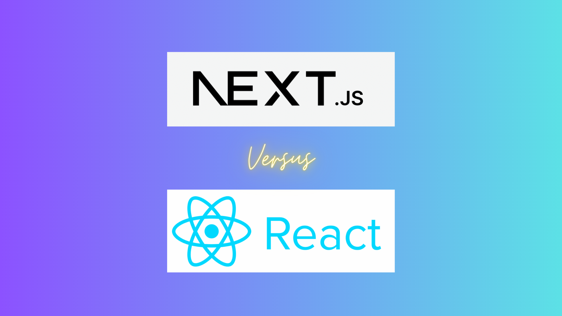 Logos for Next.js and React on a purple and blue background